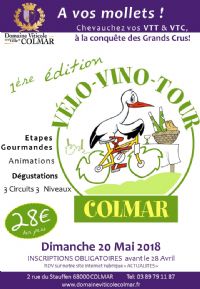 Vélo Vino Tour Colmar. Le dimanche 20 mai 2018 à COLMAR. Haut-Rhin.  10H00